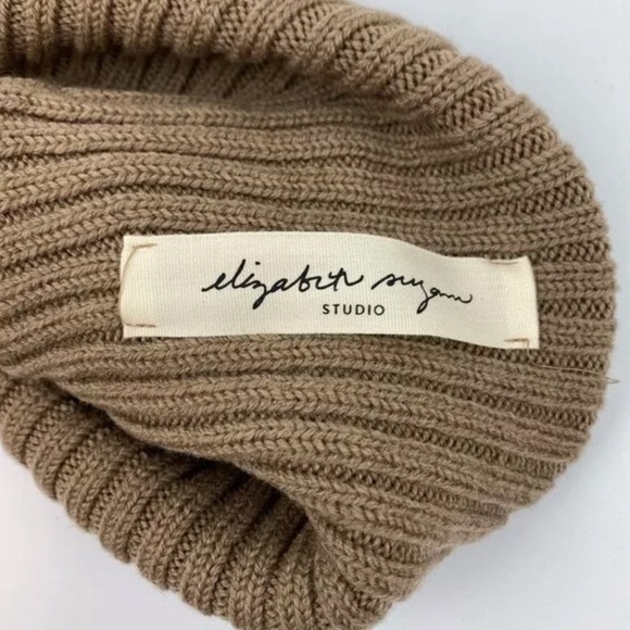 Elizabeth Suzann Classic Rib Beanie Hat Climate Beneficial Wool Solid Fawn NEW - Picture 3 of 6